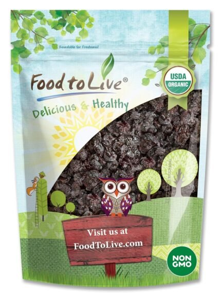 Food to Live Organic Cherries Sour Dried, 2 lbs