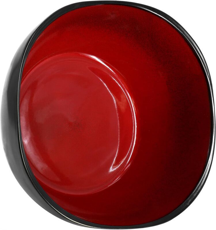gibson home cafe stoneware serving bowl red 10.3 in