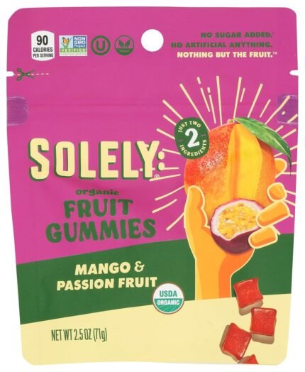 SOLELY Fruit Gummies Mango & Passion Fruit, 2.5 Oz