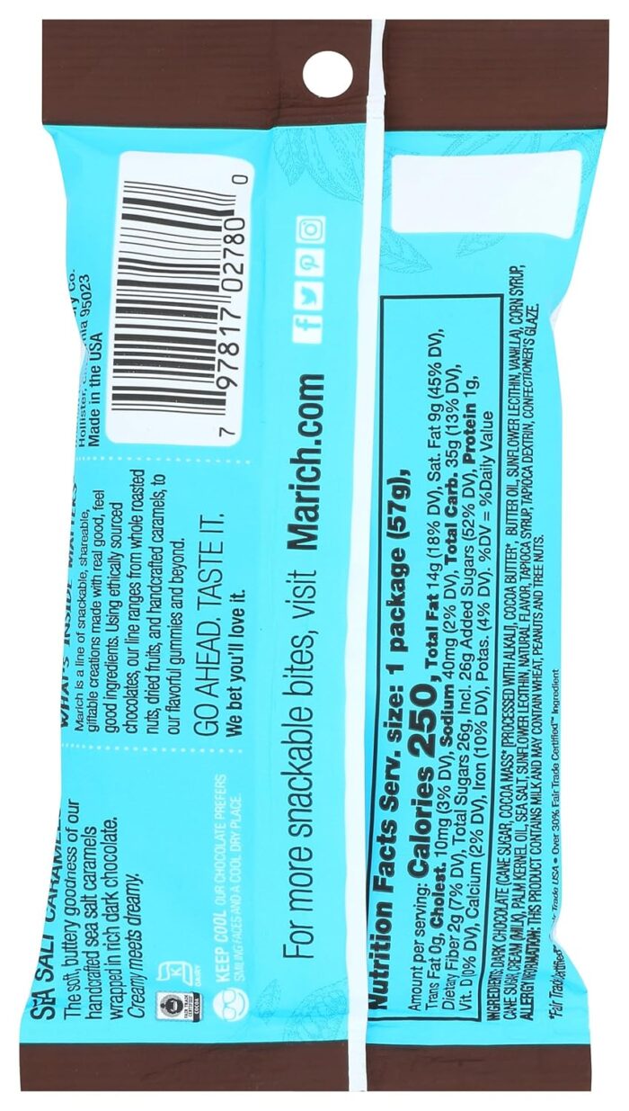 MARICH Dark Chocolate Sea Salt Caramels, 2 Oz - Image 2