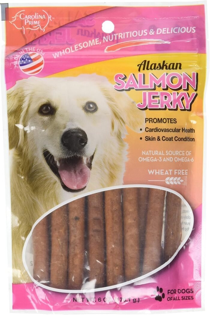 carolina pets baked salmon jerky wheat free dog 6 oz pack