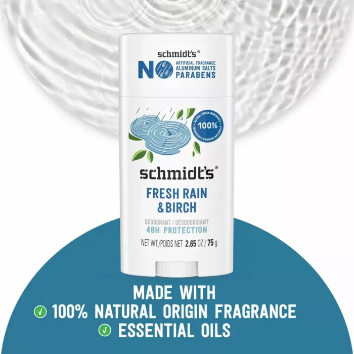 schmidts deodorant fresh rain & birch 2.65 oz