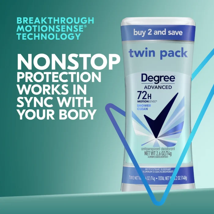 degree women shower clean antiperspirant 2.6 oz twin pack