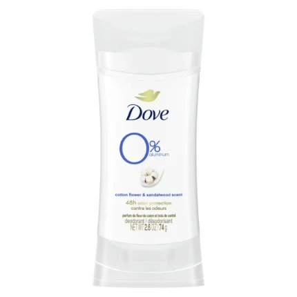 Dove 0% Aluminum Deodorant Stick Cotton Flower & Sandalwood 2.6oz 3ct