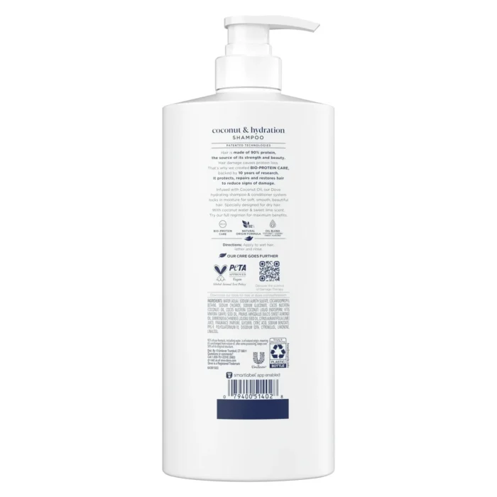 dove shampoo coconut hydration 28oz with pump
