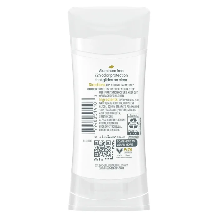 dove aluminum free deodorant stick dragon fruit & coconut cream 2.6 oz