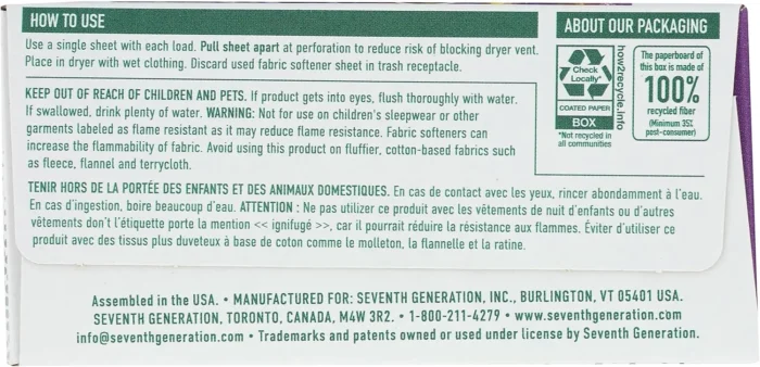 seventh generation fabric softener sheets lavender 80 count pack