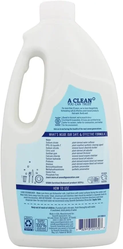 seventh generation dishwasher detergent gel free & clear 42 oz