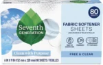 seventh generation favric sofrener sheets free & clear 80 count