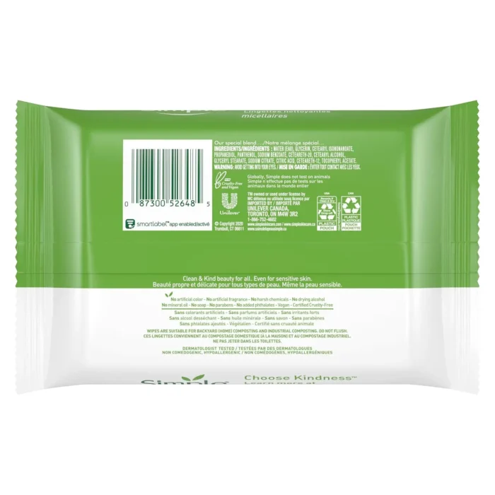 simple micellar cleansing wipes original 25 ct pack