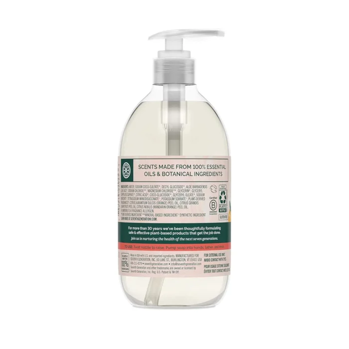 seventh generation liquid hand wash mandarin orange & grapefruit 12 oz