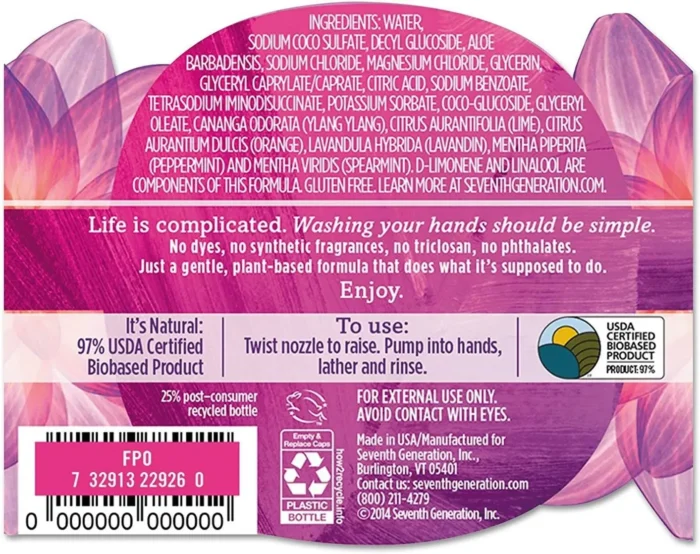 seventh generation liquid hand wash lavender flower & mint 12 oz