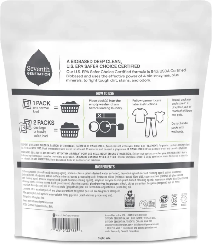 seventh generation laundry detergent packs fresh citrus 42 count