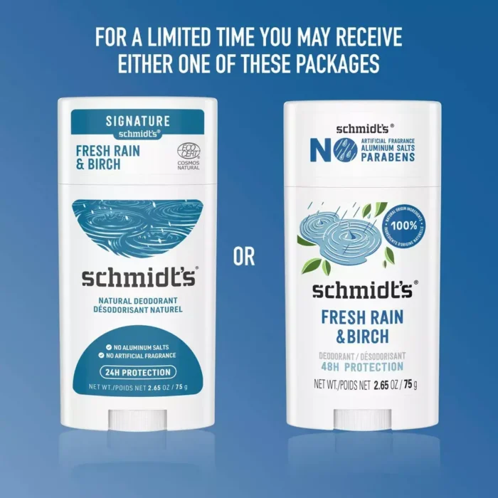 schmidts deodorant fresh rain & birch 2.65 oz