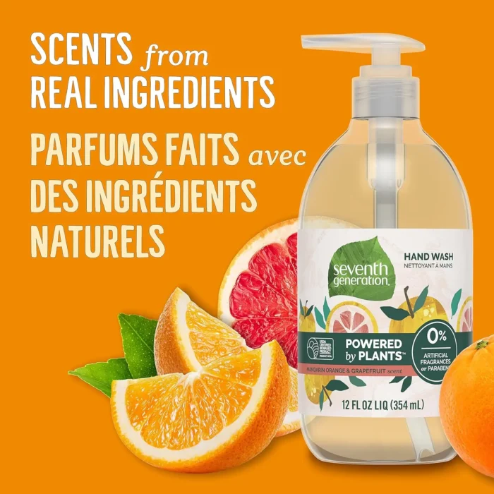 seventh generation liquid hand wash mandarin orange & grapefruit 12 oz