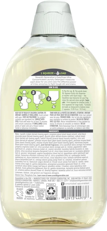 seventh generation laundry detergent power clean scent 23.1 oz