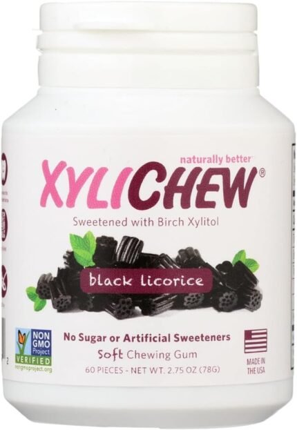 Xylichew Soft Chewing Gum, Black Licorice, 60 Ct