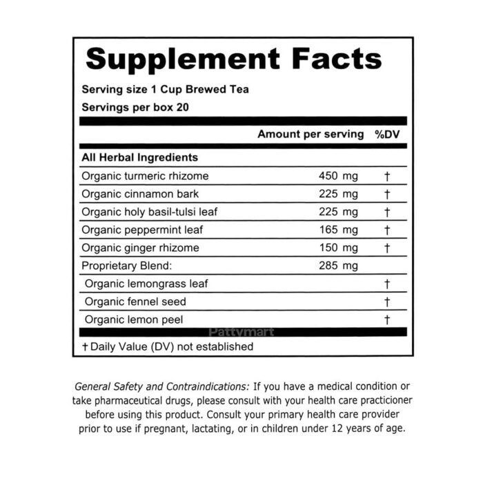 Tadin Turmeric Ginger Herbal Tea, 20 Ct 1.05 Oz - Image 2
