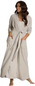 Barefoot Dreams CozyChic Lite Long Robe, SIlver, L-XL - Image 2