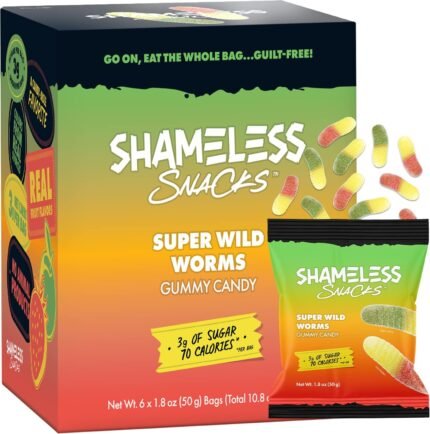shameless snacks super wild worms gummies 1.8 oz pack