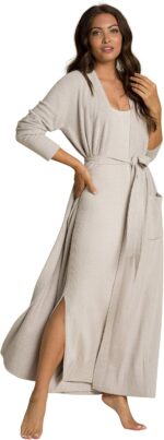 Barefoot Dreams CozyChic Lite Long Robe, SIlver, L-XL - Image 3