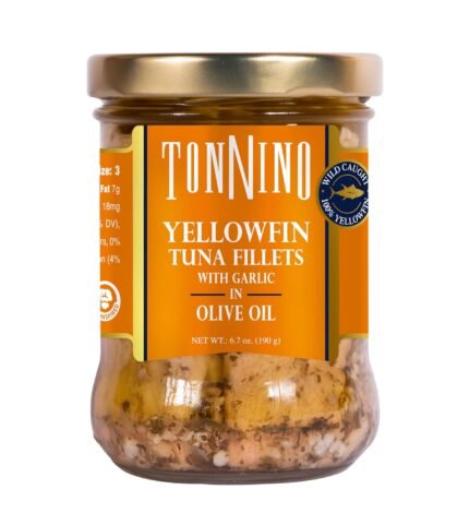 Tonnino Yellowfin Tuna Fillet, Garlic in Olive Oil, 6.7 Oz