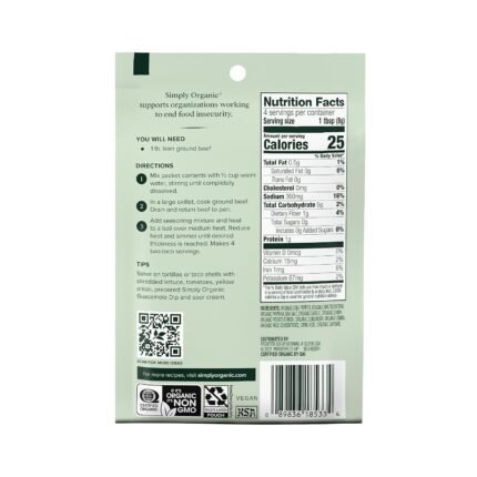 simply organic southwest taco seasoning mix pack