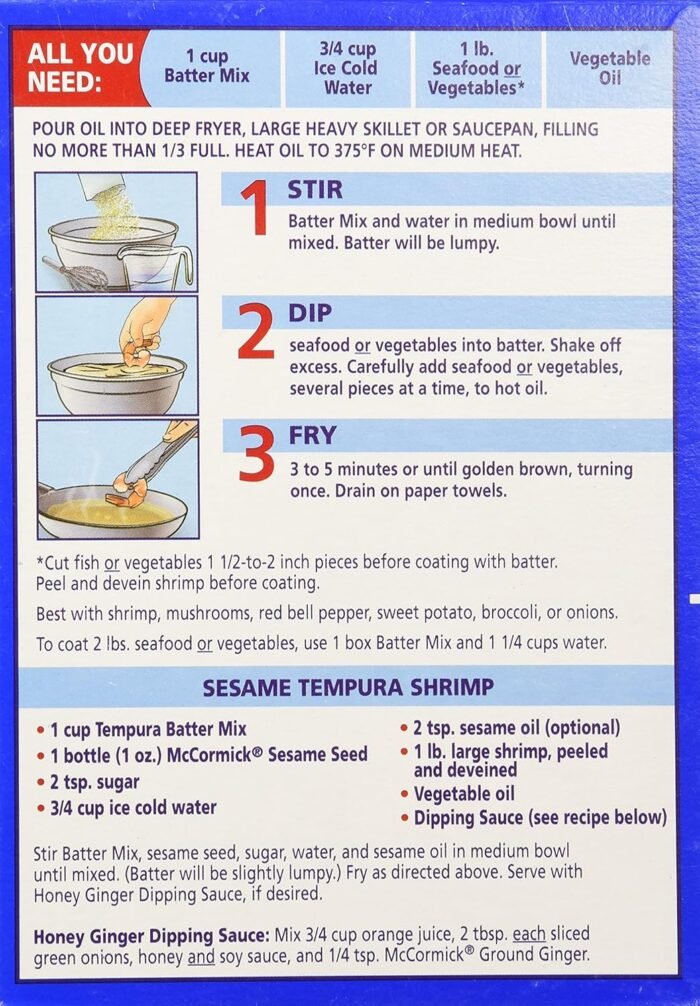 mccormick golden dipt tempura seafood batter mix pack