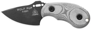 TOPS Wolf Pup Fixed Blade Full Tang, Black Traction