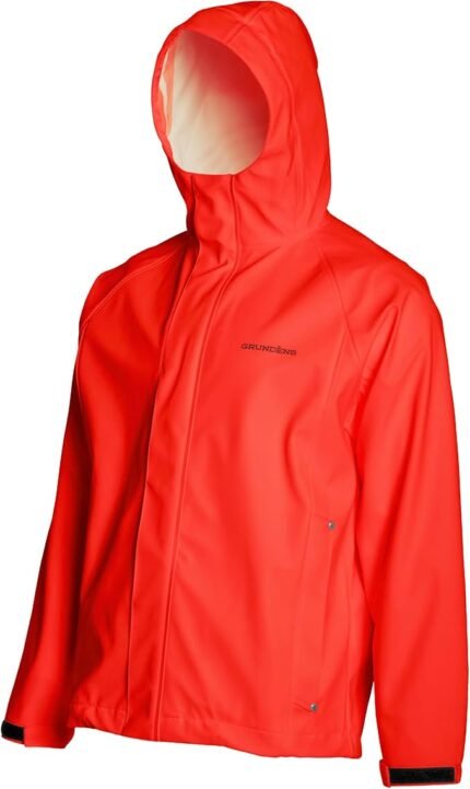 Grundens Men’s Fishing Jacket Waterproof, Orange, L