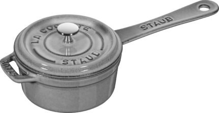 Staub Mini Cast Iron Saucepan, Graphite Grey, 10 Cm