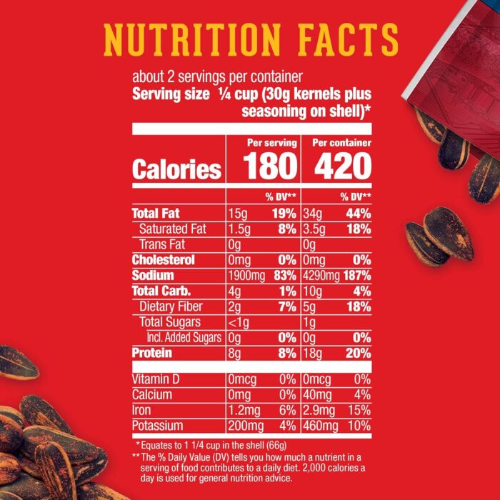 DAVID Frank's Red Hot, Roasted and Salted Redhot Sunflower Seeds, 5.25 Oz - Image 2