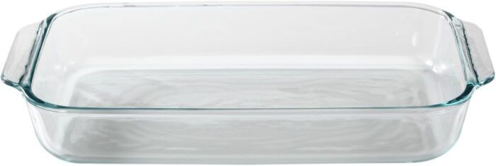 Pyrex Basics 3 Qt Glass Oblong Baking Dish, Clear 8.9"x13.2" - Image 1