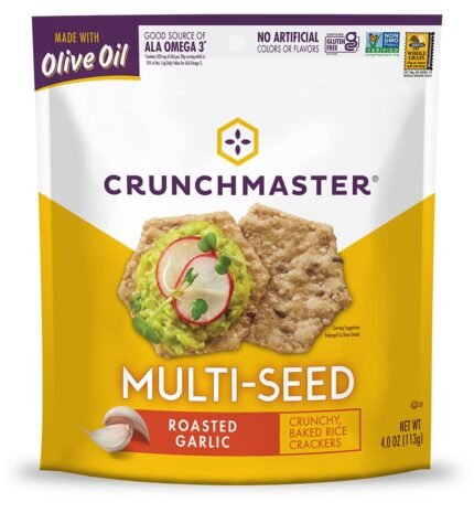 CrunchMaster Multi-Seed Crackers, Roasted Garlic, 4 Oz