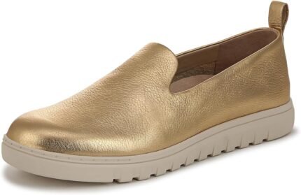 Vionic Women's Uptown Willa Loafer, Gold Leather, 5