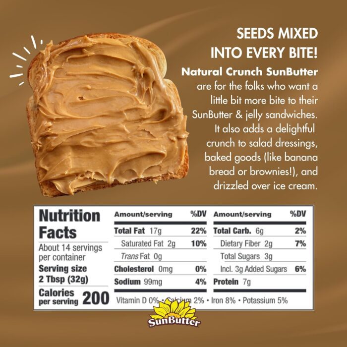 Sun Butter Crunchy Sunflower Seed Butter, 16 Oz - Image 3