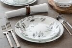 Corelle Vitrelle Misty Leaves Dinner Set, Grey, 12 Ct - Image 5