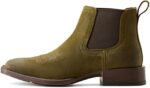 Ariat Men's Booker Ultra Square Toe Chelsea Boots, Olive Suede, 12 - Image 2
