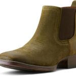 Ariat Men's Booker Ultra Square Toe Chelsea Boots, Olive Suede, 12