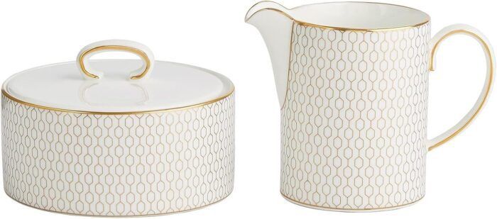 Wedgwood Gio Gold Cream & Sugar Set, White, 5.75 Oz - Image 1