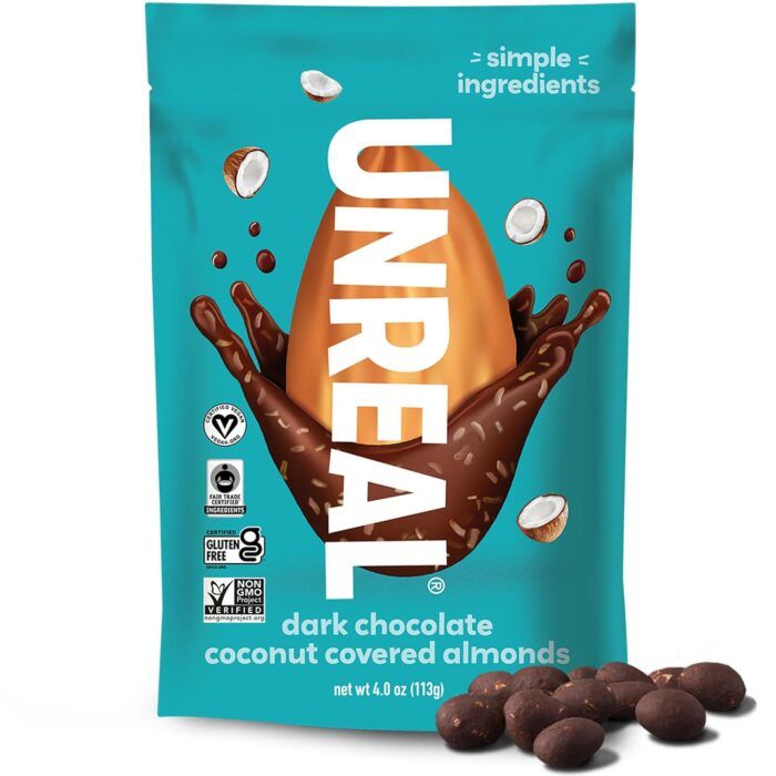 Unreal, Dark Chocolate Coconut Covered Almonds , 4.0 Oz - Image 1
