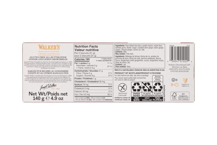 Walkers Ginger & Lemon Shortbread Cookies, 4.9 Oz - Image 2