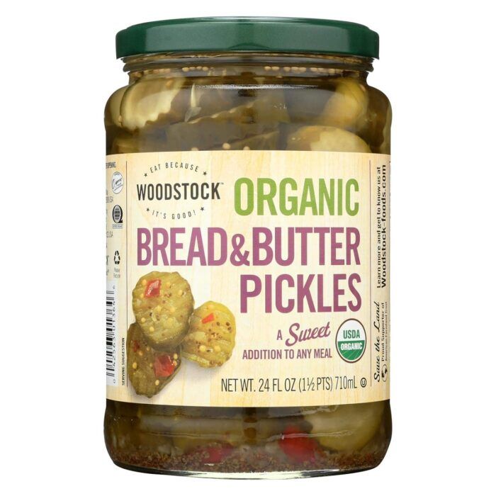 Woodstock Organic Bread & Butter Pickles, 24 Fl Oz - Image 1