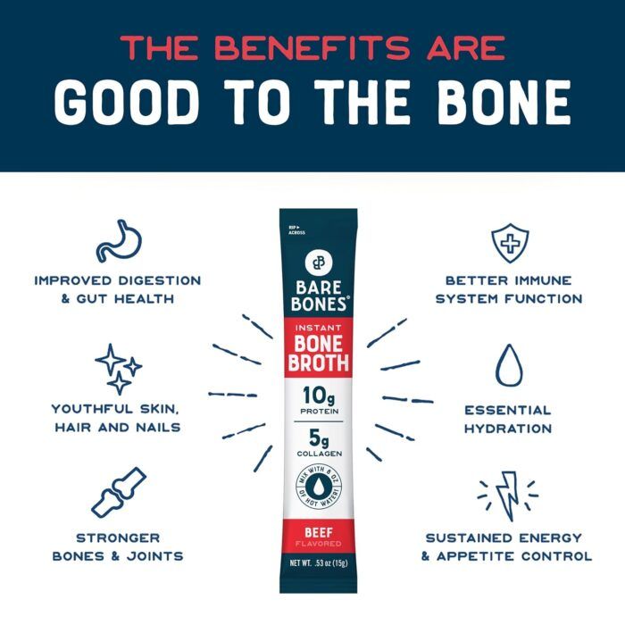 Bare Bones Beverage Mix Bone Broth , Beef Flavored, 2.12 Oz - Image 4