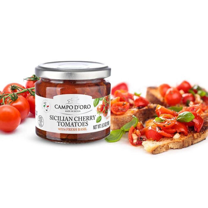 Campo D'Oro Sicilian Cherry Tomatoes with Fresh Basil, 6.3 Oz - Image 2
