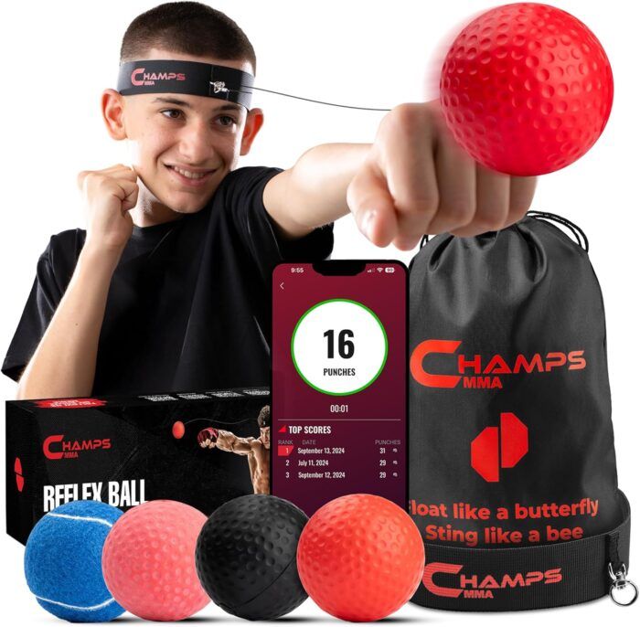 Champs MMA Boxing Reflex Ball Training Set with Punch Counter - Image 1