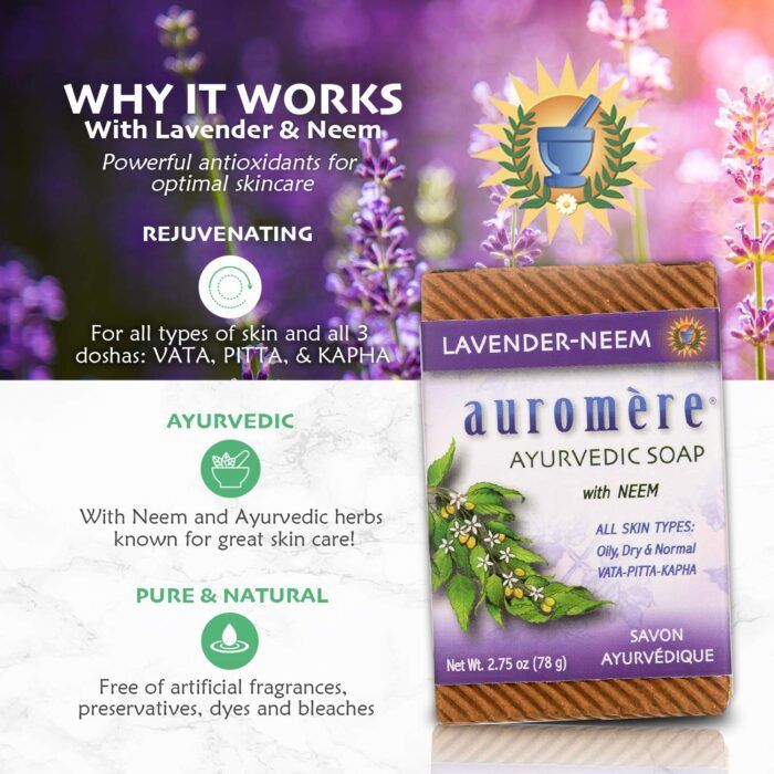 Auromere Ayurvedic Bar Soap with Neem, Lavender, 2.75 Oz - Image 4