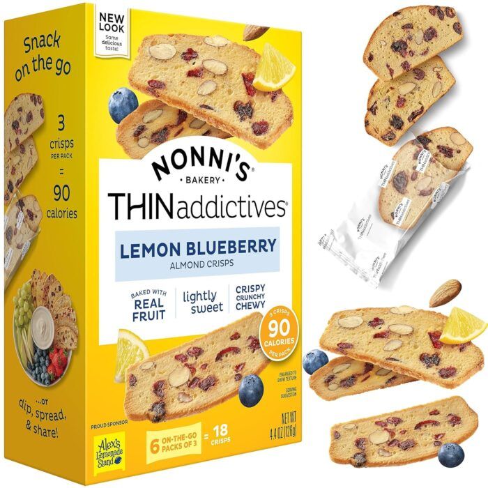 Nonni's THINaddictives Almond Crisps, Lemon Blueberry, 4.4 Oz - Image 1