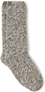 Barefoot Dreams CozyChic Heathered Socks, Olive Branch-White, L/XL