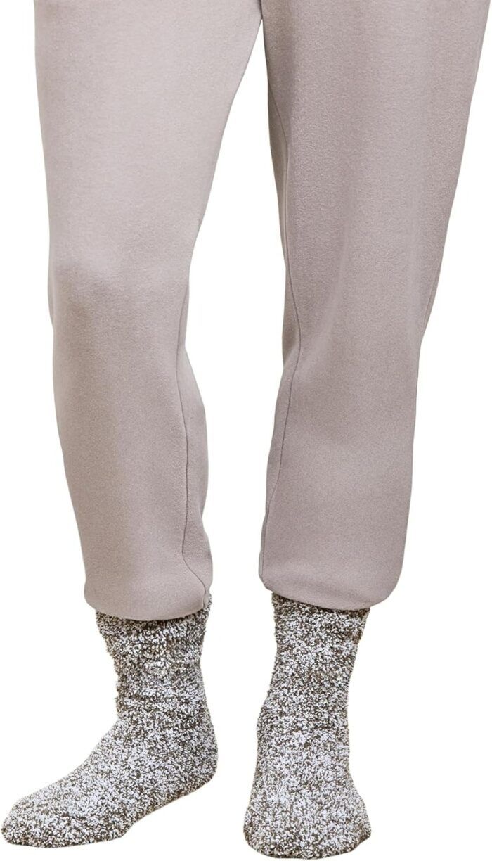 Barefoot Dreams CozyChic Heathered Socks, Olive Branch-White, L/XL - Image 3